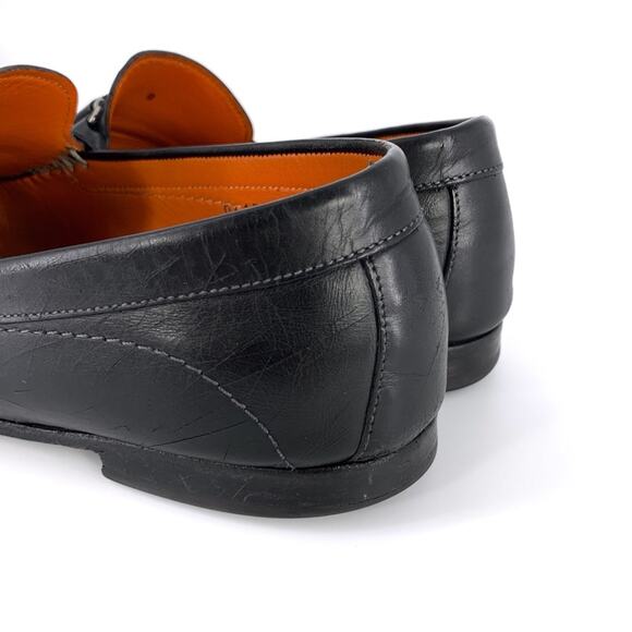 SANTONI Horse Bit Loafer Moccasin Black Leather 9 D main image 8